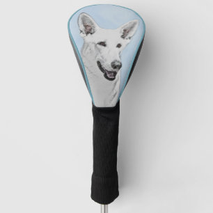 White Shepherd Painting - Cute Original Dog Art Golf Head Cover