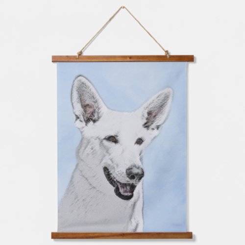 White Shepherd Painting _ Cute Original Dog Art Hanging Tapestry