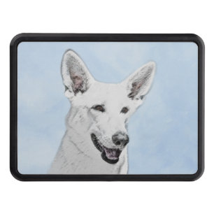 White Shepherd Painting - Cute Original Dog Art Hitch Cover
