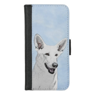 White Shepherd Painting - Cute Original Dog Art iPhone 8/7 Wallet Case