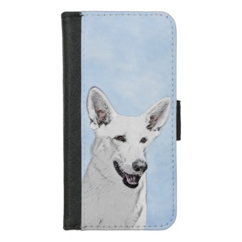 White Shepherd Painting _ Cute Original Dog Art iPhone 87 Wallet Case