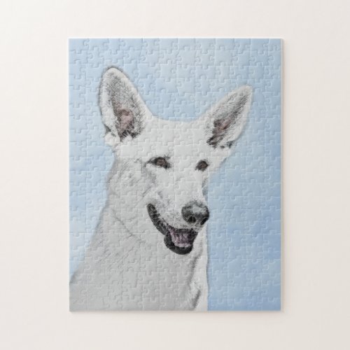 White Shepherd Painting _ Cute Original Dog Art Jigsaw Puzzle