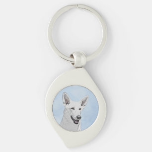 White Shepherd Painting - Cute Original Dog Art Keychain