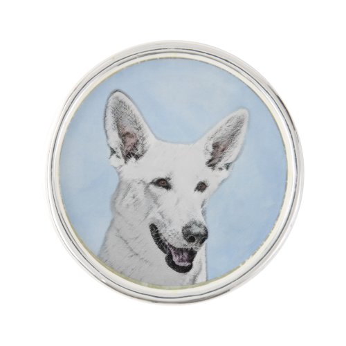 White Shepherd Painting _ Cute Original Dog Art Lapel Pin