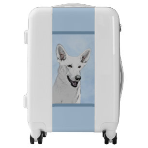 White Shepherd Painting - Cute Original Dog Art Lu Luggage