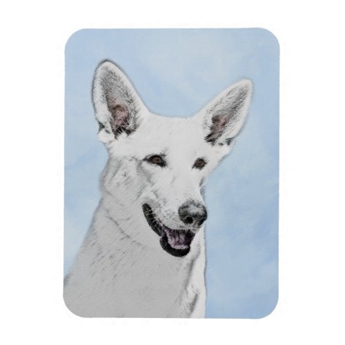 White Shepherd Painting _ Cute Original Dog Art Magnet