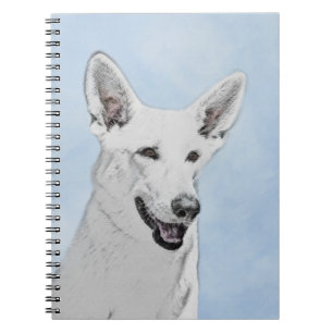 White Shepherd Painting - Cute Original Dog Art Notebook