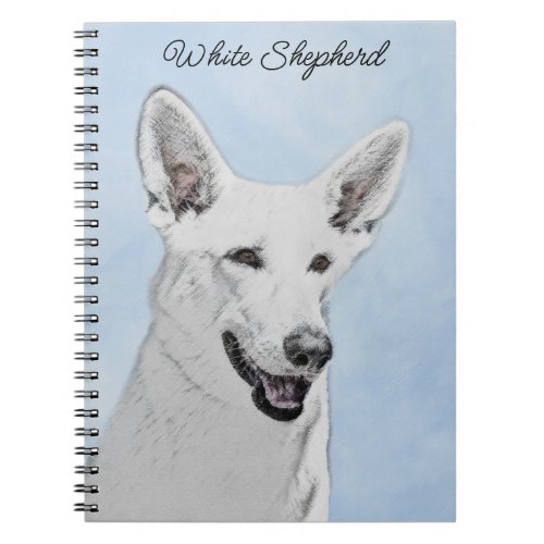 White Shepherd Painting _ Cute Original Dog Art Notebook