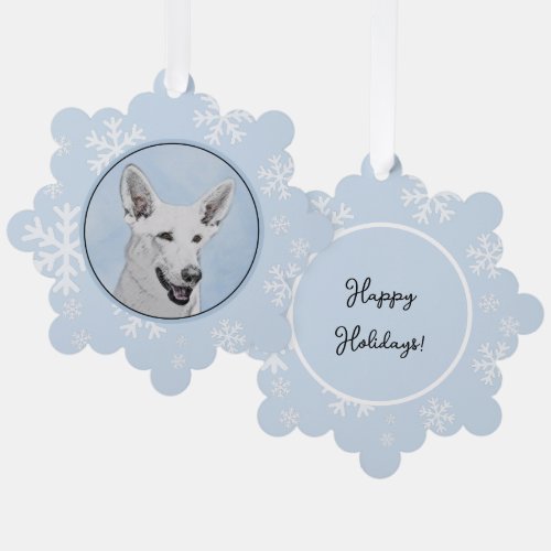 White Shepherd Painting _ Cute Original Dog Art Ornament Card