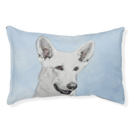 White Shepherd Painting - Cute Original Dog Art Pet Bed