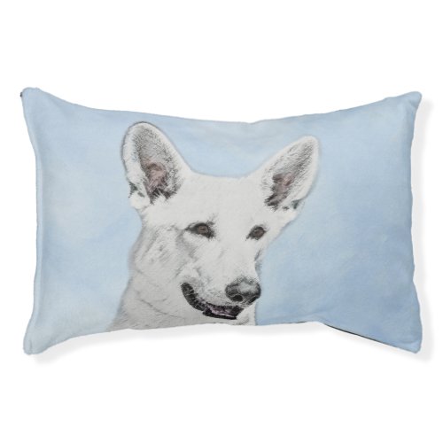 White Shepherd Painting _ Cute Original Dog Art Pet Bed