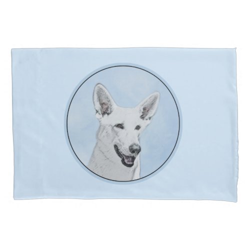 White Shepherd Painting _ Cute Original Dog Art Pillow Case