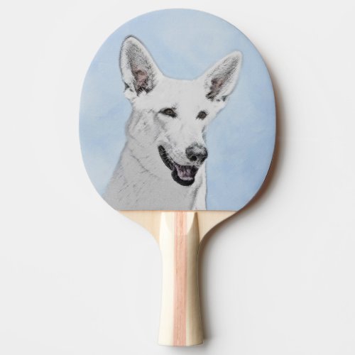 White Shepherd Painting _ Cute Original Dog Art Ping Pong Paddle