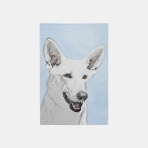 White Shepherd Painting - Cute Original Dog Art Rug