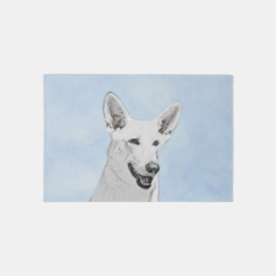 White Shepherd Painting - Cute Original Dog Art Rug