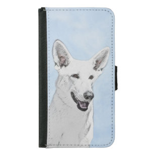 White Shepherd Painting - Cute Original Dog Art Samsung Galaxy S5 Wallet Case