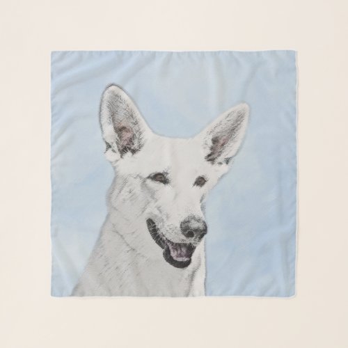 White Shepherd Painting _ Cute Original Dog Art Scarf