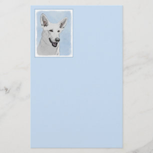 White Shepherd Painting - Cute Original Dog Art Stationery