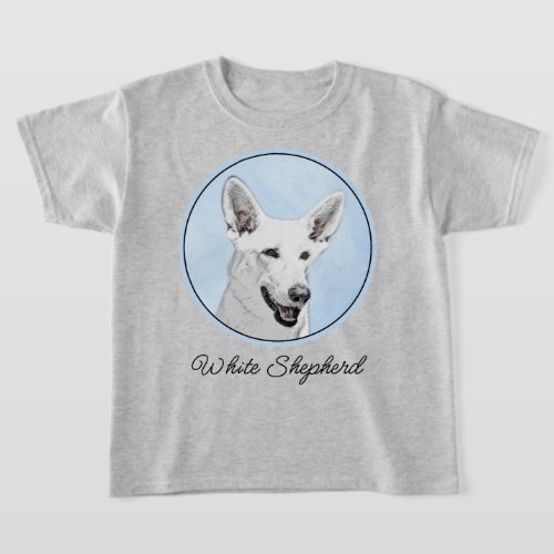 White Shepherd Painting _ Cute Original Dog Art T_Shirt