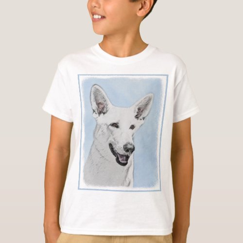 White Shepherd Painting _ Cute Original Dog Art T_Shirt