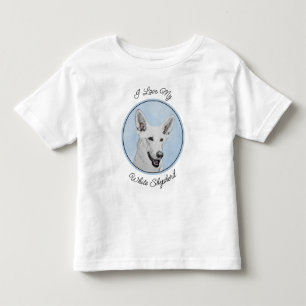 White Shepherd Painting - Cute Original Dog Art Toddler T-shirt
