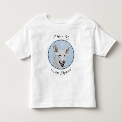 White Shepherd Painting _ Cute Original Dog Art Toddler T_shirt