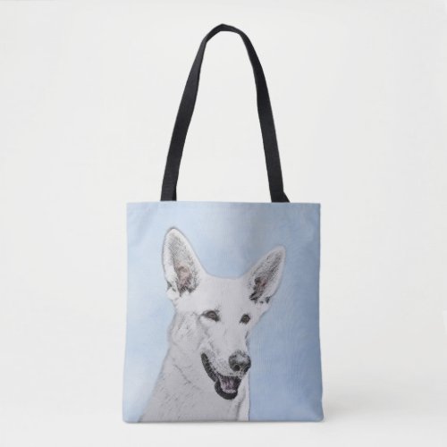 White Shepherd Painting _ Cute Original Dog Art Tote Bag