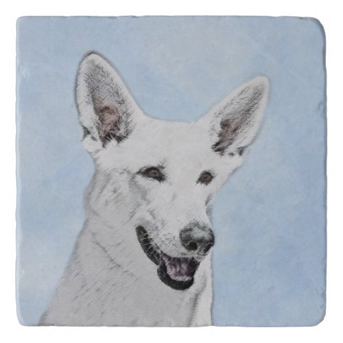 White Shepherd Painting _ Cute Original Dog Art Trivet