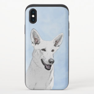 White Shepherd Painting - Cute Original Dog Art iPhone X Slider Case