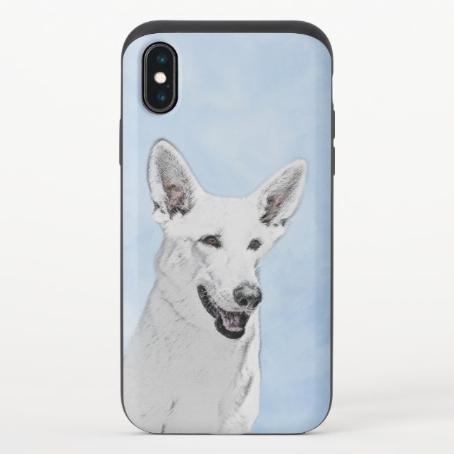 White Shepherd Painting - Cute Original Dog Art Uncommon iPhone Case (Back)