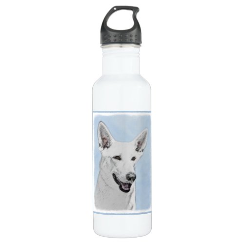 White Shepherd Painting _ Cute Original Dog Art Water Bottle