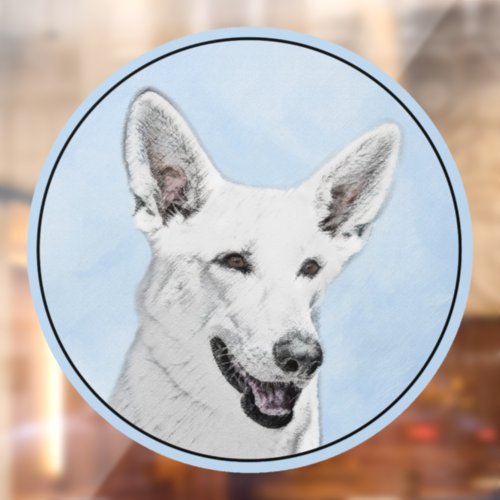 White Shepherd Painting _ Cute Original Dog Art Window Cling