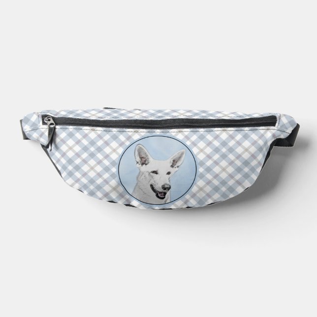 White Shepherd Painting Cute Original Pet Dog Art Fanny Pack (Lay Down)