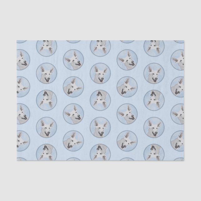 White Shepherd Painting Cute Original Pet Dog Art Tissue Paper (Front)