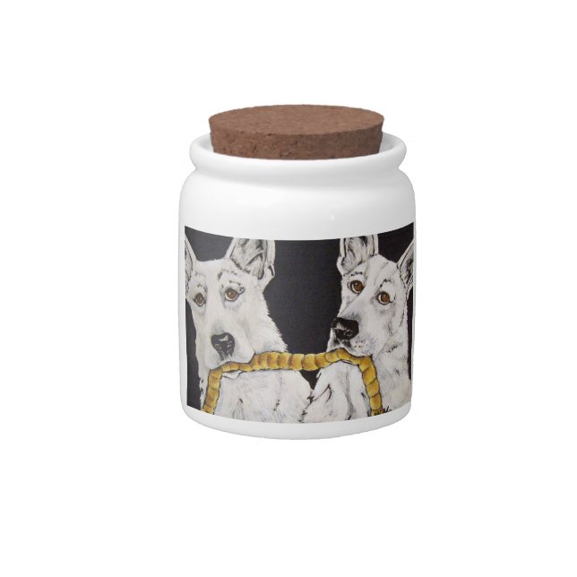 White Shepherd Sharing Treat Jar (Front)