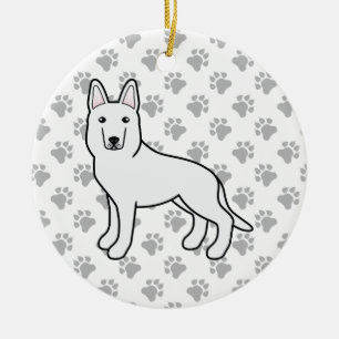 White Shepherd / White German Shepherd Dog Ceramic Ornament