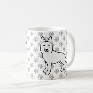 White Shepherd / White German Shepherd Dog & Paws Coffee Mug