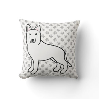 White Shepherd / White German Shepherd Dog &amp; Paws Throw Pillow