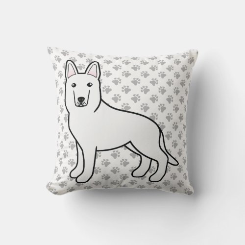 White Shepherd  White German Shepherd Dog  Paws Throw Pillow