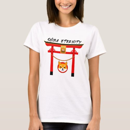 White Shiba Eternity Torii Gate Graphic T_shirt