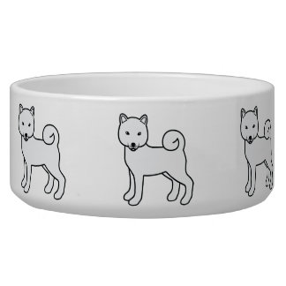 White Shiba Inu Cute Cartoon Dog Bowl