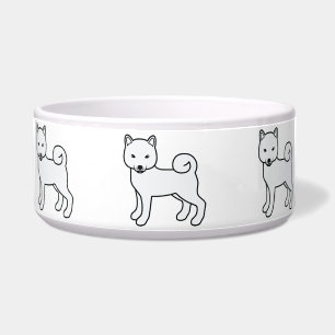 White Shiba Inu Cute Cartoon Dog Bowl