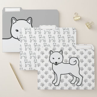 White Shiba Inu Cute Cartoon Dog File Folder