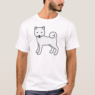 White Shiba Inu Cute Cartoon Dog Illustration T-Shirt
