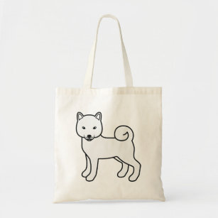White Shiba Inu Cute Cartoon Dog Illustration Tote Bag