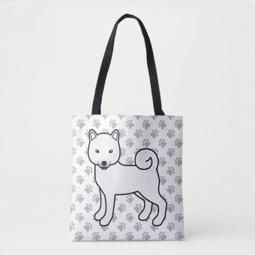 White Shiba Inu Cute Cartoon Dog  Paws Tote Bag