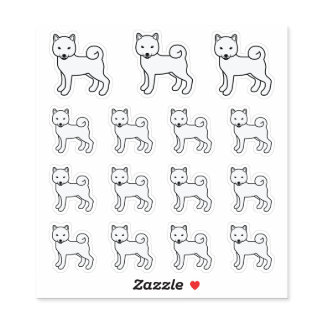 White Shiba Inu Cute Cartoon Dogs Sticker