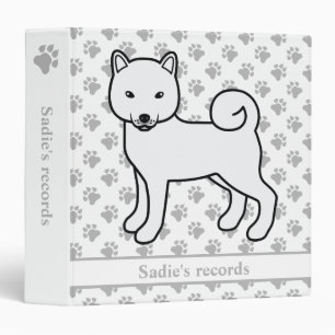 White Shiba Inu Dog & Pet Records Text 3 Ring Binder