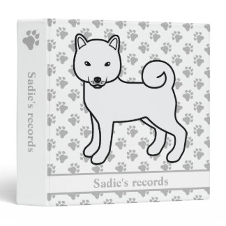 White Shiba Inu Dog &amp; Pet Records Text 3 Ring Binder