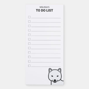 White Shiba Inu Dog To Do List & Name Magnetic Notepad